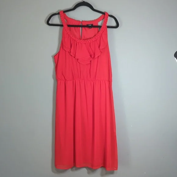 open lace back dress Mossimo Kaia Wine Red Vest Collar Mini Dress For Women